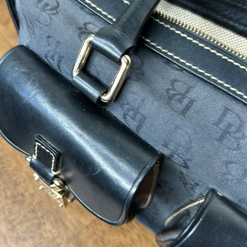 Vintage Dooney & Bourke black Satchel logo Canvas handbag leather handles & trim - Picture 13 of 13